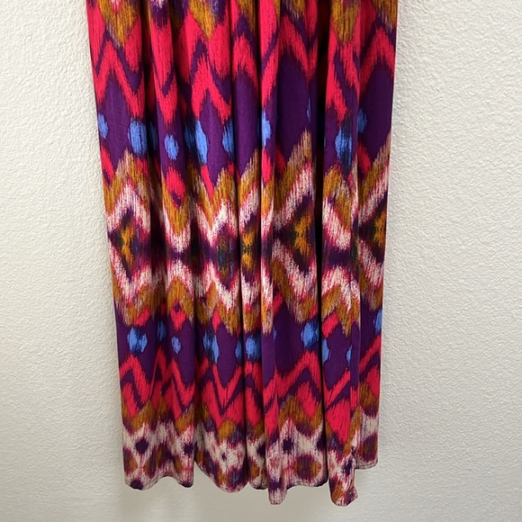 Mossimo Rayon Crochet, Wood Bead Colorful Zig Zag Halter Maxi Dress, Size Medium - Picture 10 of 13
